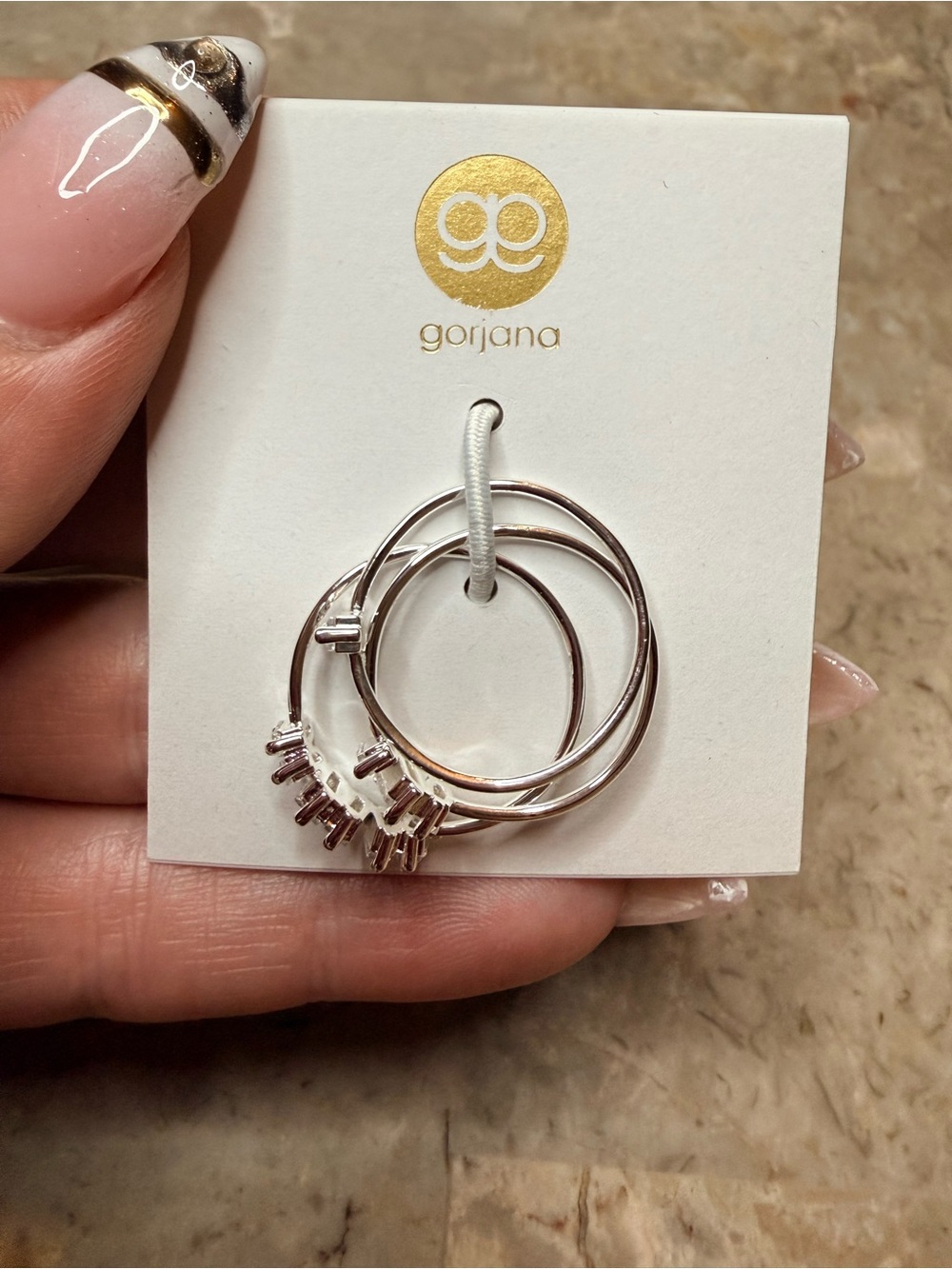 Gorjana Silver Sparkling 3 Ring stack Set